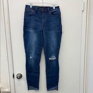 Tinsel Size 29 Blue Straight Leg Jeans with Distressed Details